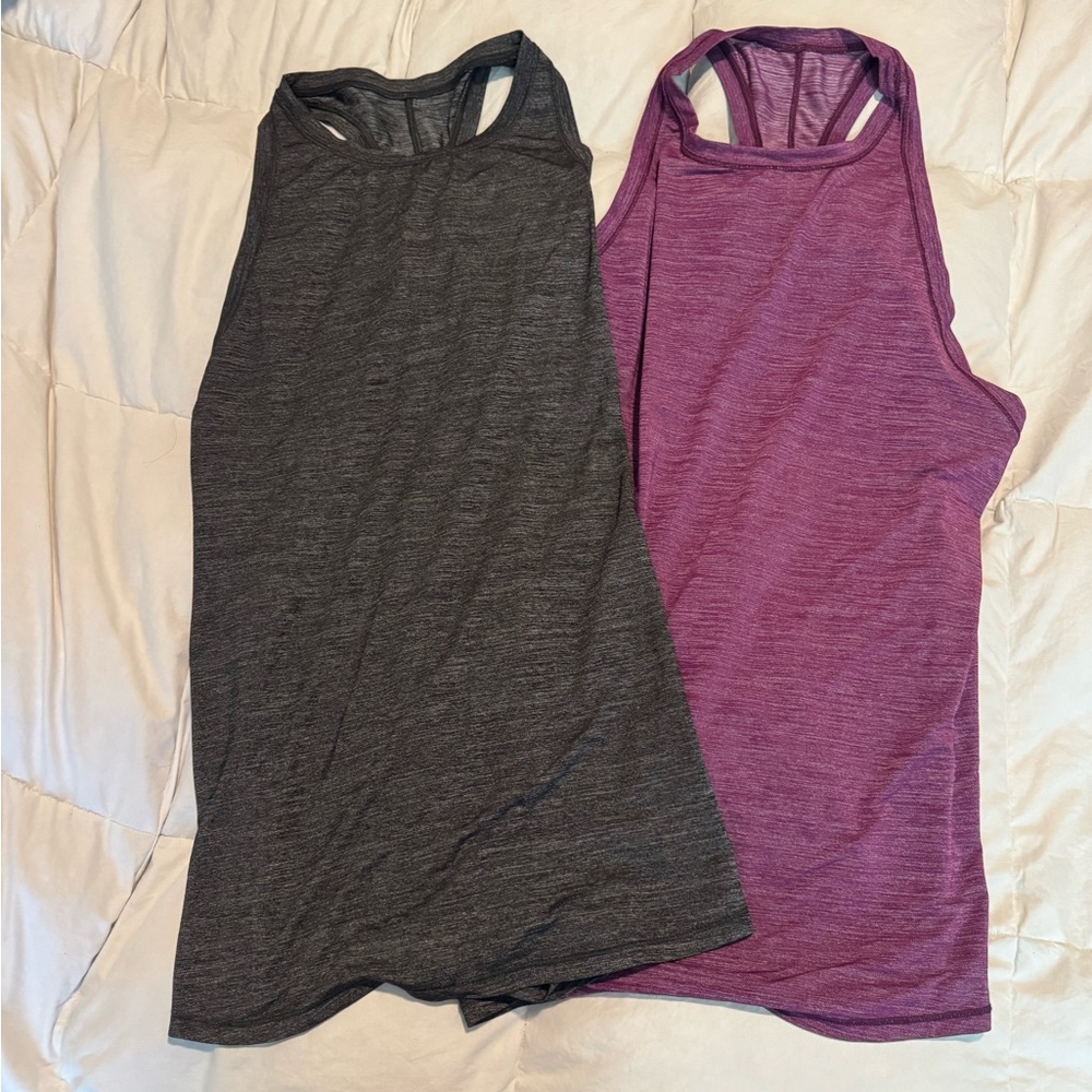 Lululemon Women's Sleeveless tie back Tops - Charcoal Gray and Heather Purple